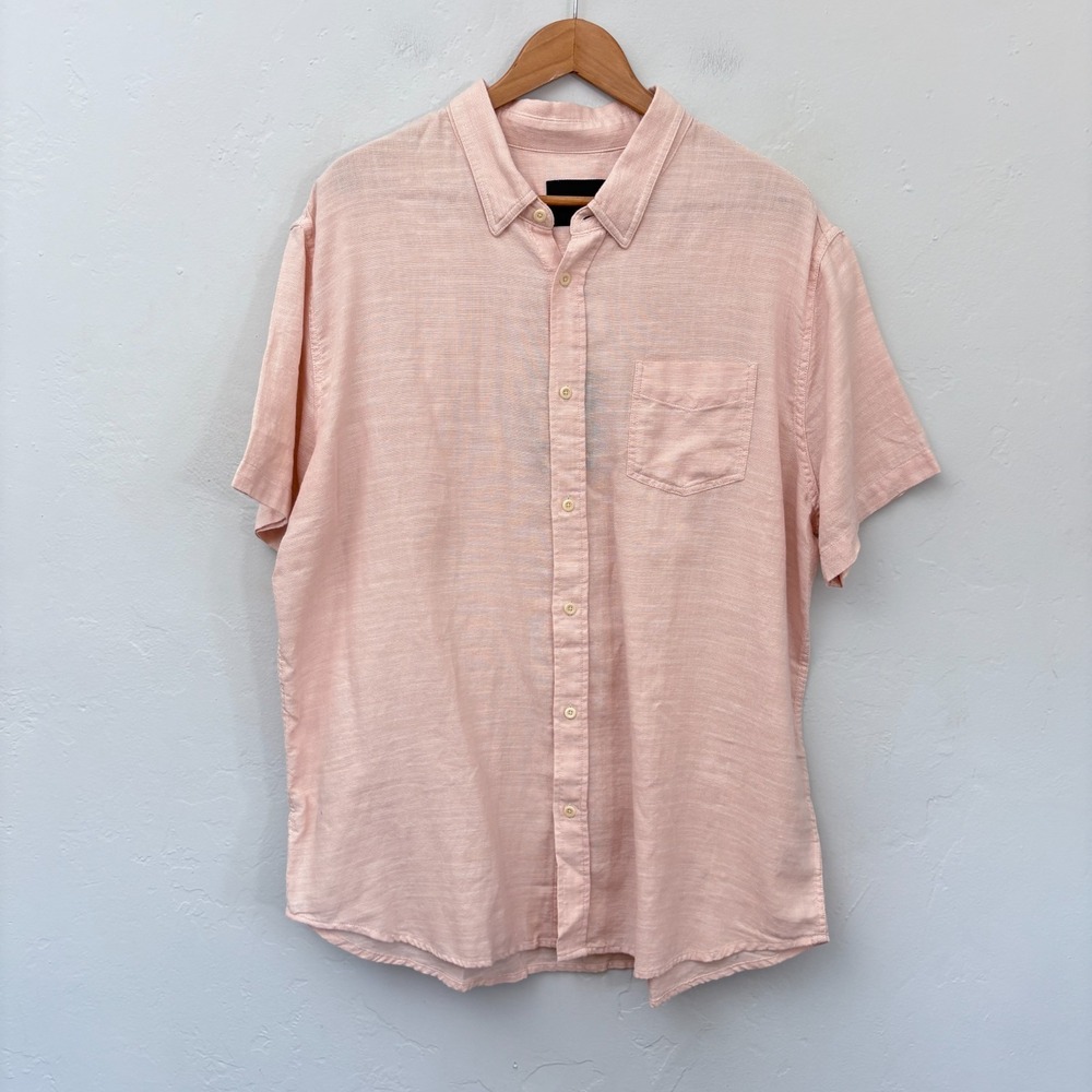 Rails Fairfax Cotton Shirt Men Size 2X Pink Short Sleeve Button Down New